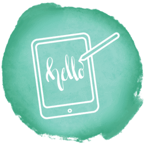 Ipad Icon with Apple pencil writing the word "Hello"