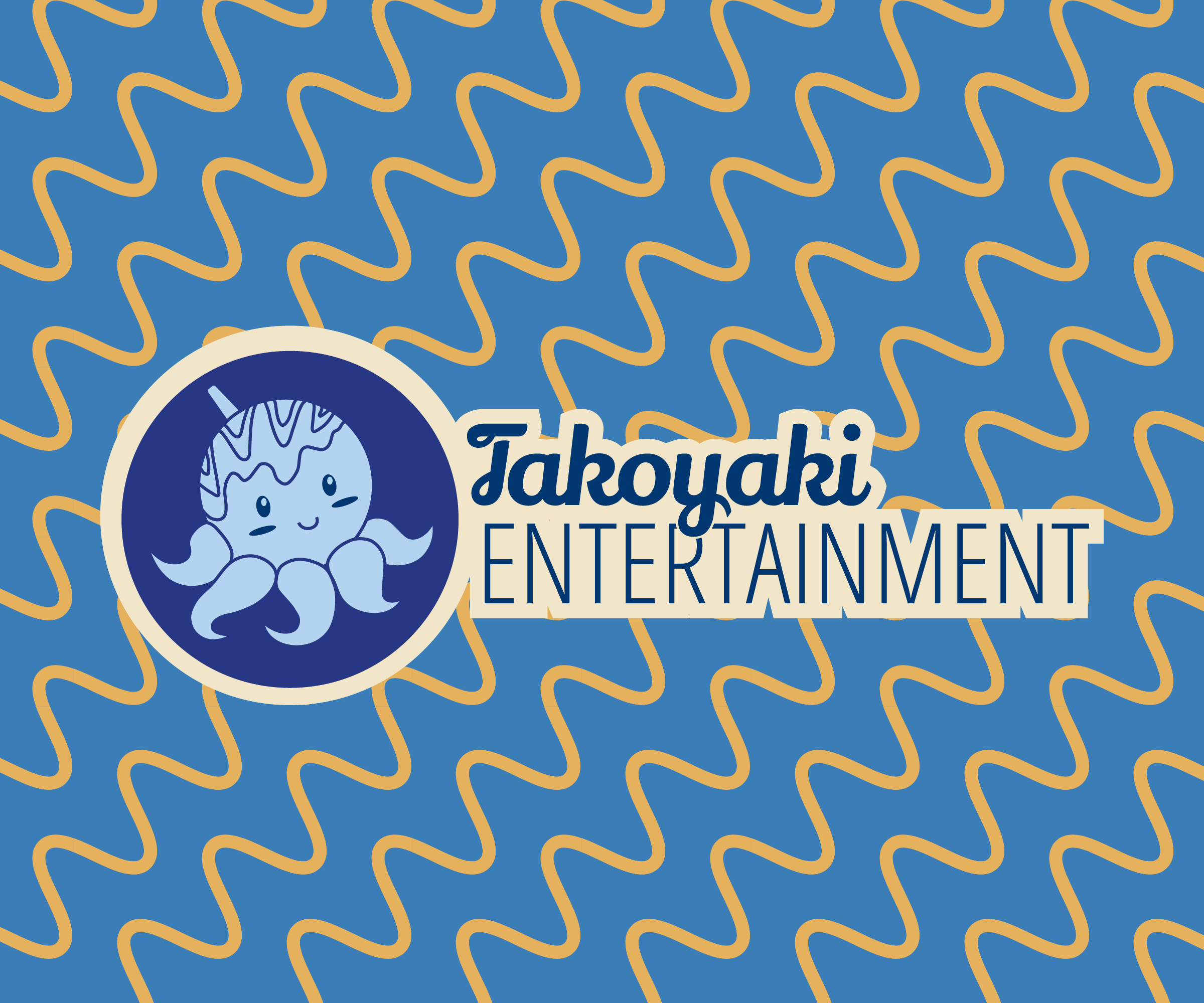 Takoyaki Entertainment Logo and squigly background